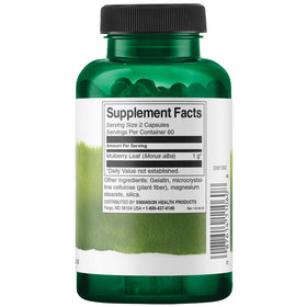Swanson Feuille de Mûrier 500 mg, capsules sur une surface blanche