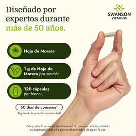Swanson Feuille de Mûrier 500 mg, étiquette du flacon