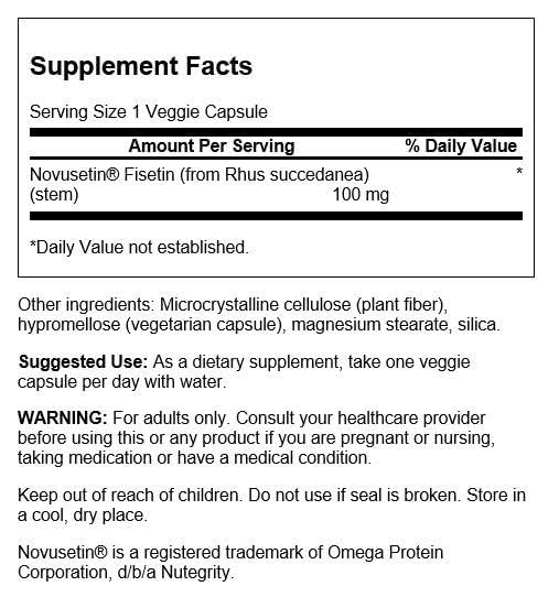 Swanson Fisetin Flavonoïde 100 mg gélules végétales arrière