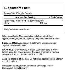 Swanson Fisetin Flavonoïde 100 mg gélules végétales arrière