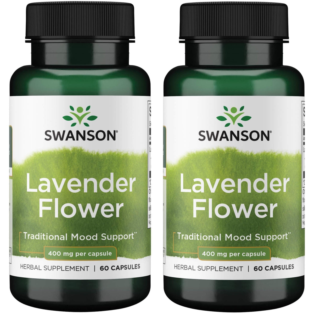 Swanson Fleurs de Lavande 400 mg 60 capsules vue de face