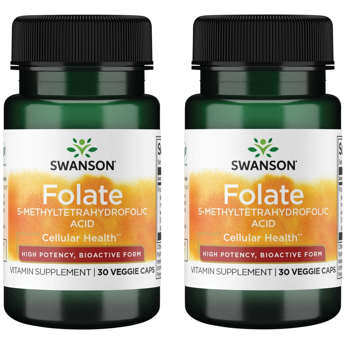 Swanson Folate 800 mcg capsules végétaliennes en boîte