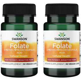 Swanson Folate 800 mcg capsules végétaliennes en boîte