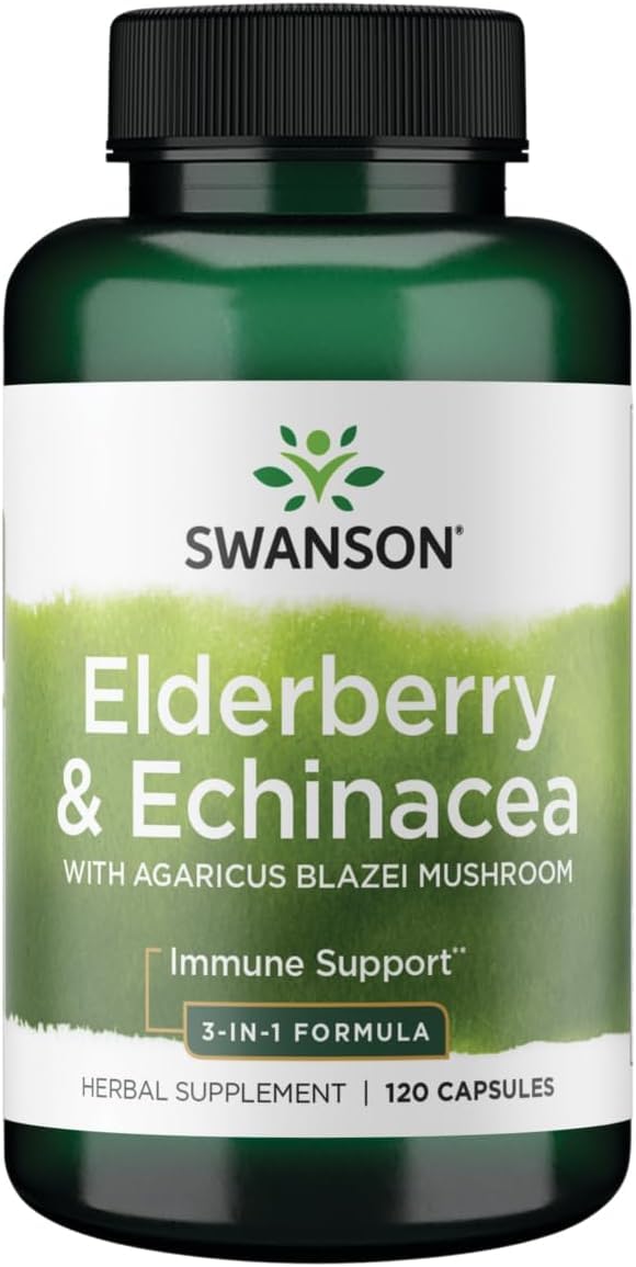 Swanson Formule Échinacée et Sureau 400 mg, 120 capsules, vue de face