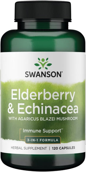 Swanson Formule Échinacée et Sureau 400 mg, 120 capsules, vue de face