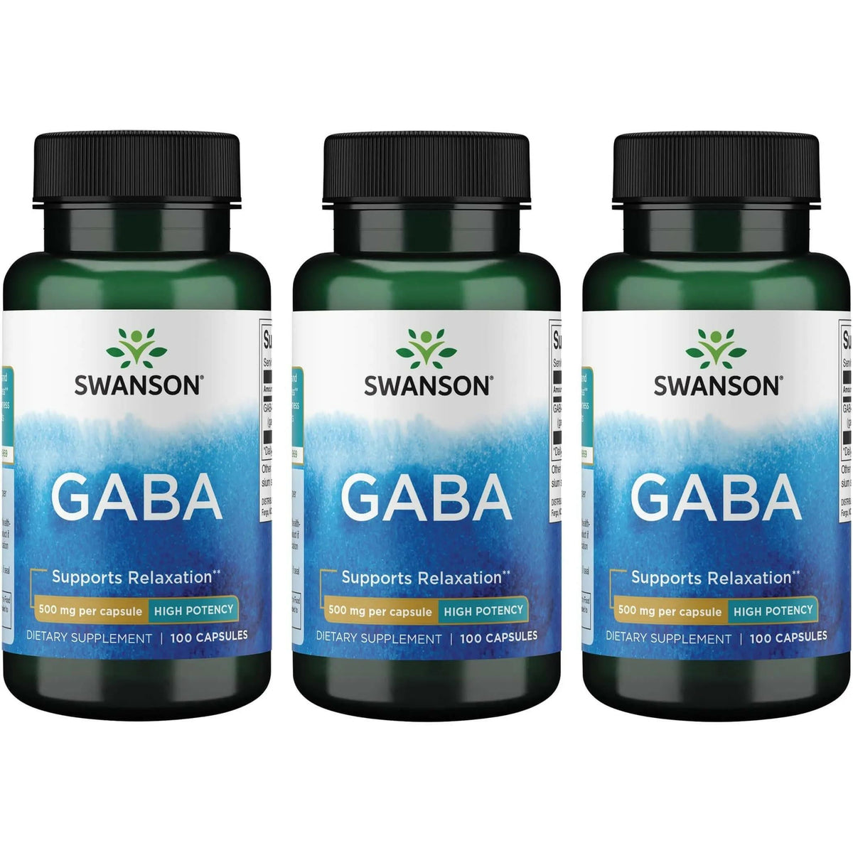 Swanson GABA 500 mg 100 capsules vue de face