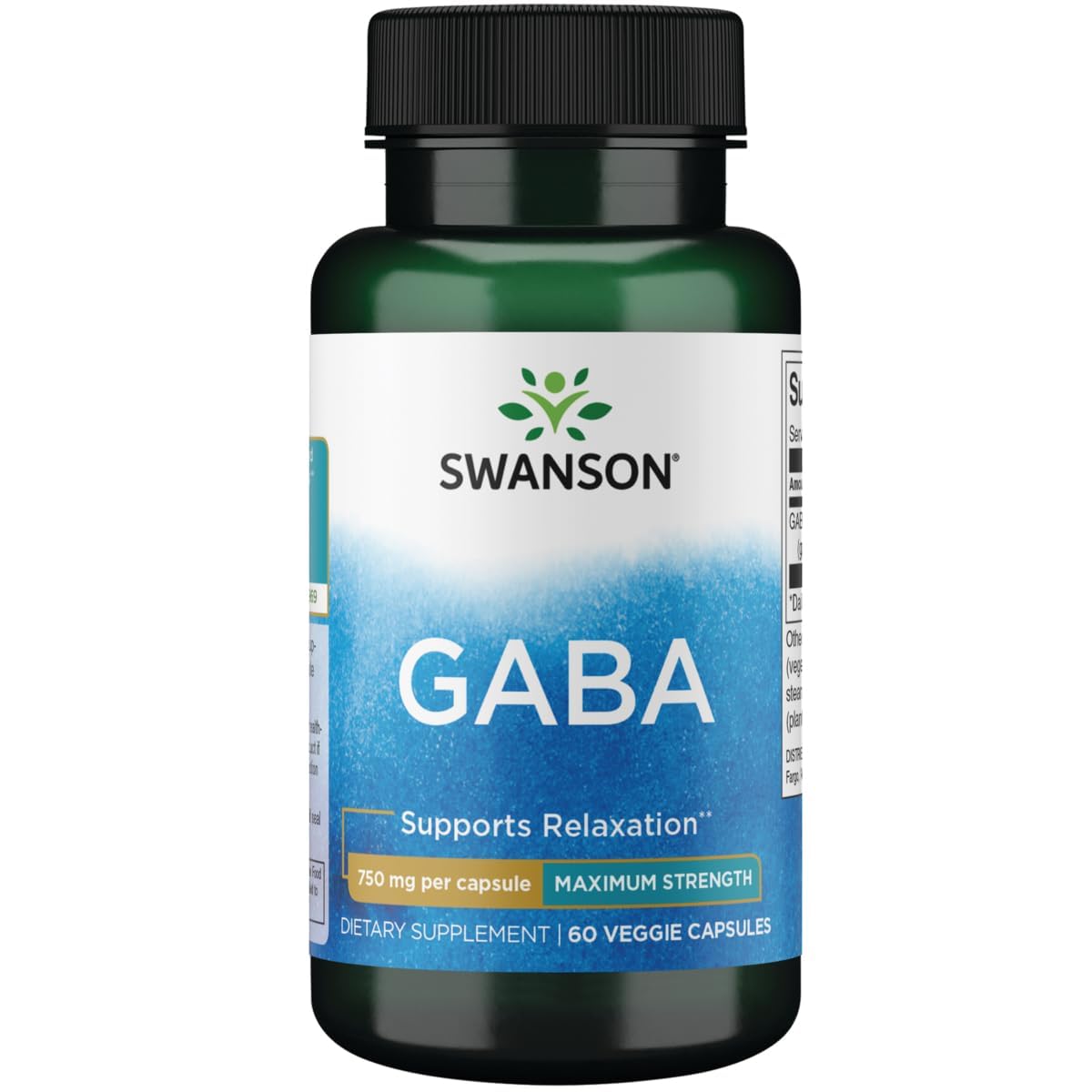Swanson GABA 750 mg capsules végétariennes vue de face