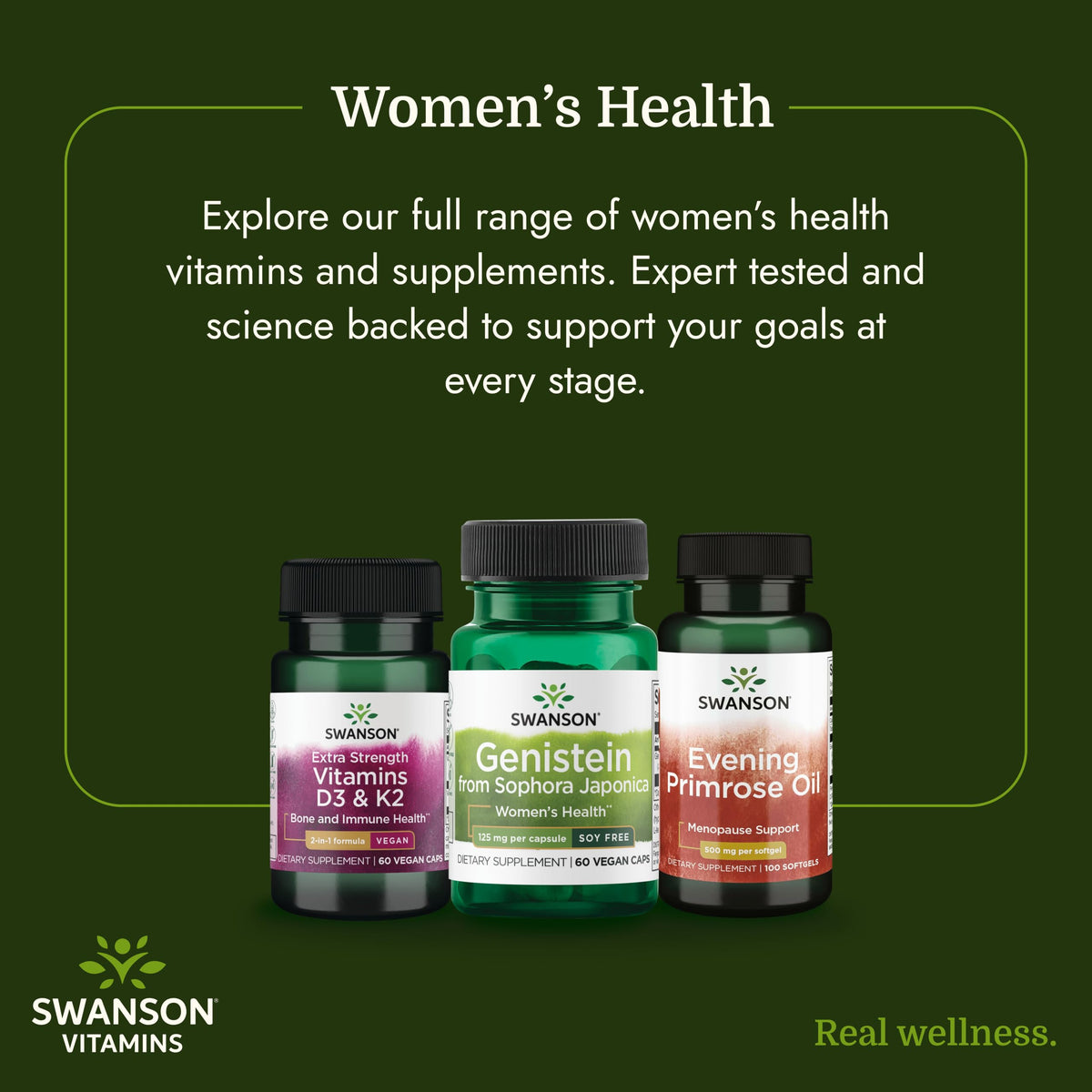 Swanson Genisteine 125 mg capsules sur une table en bois