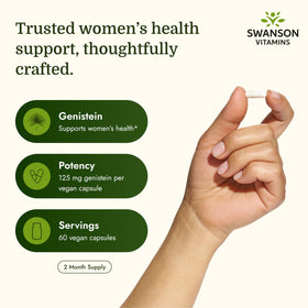 Swanson Genisteine capsules végétales avec étiquette visible