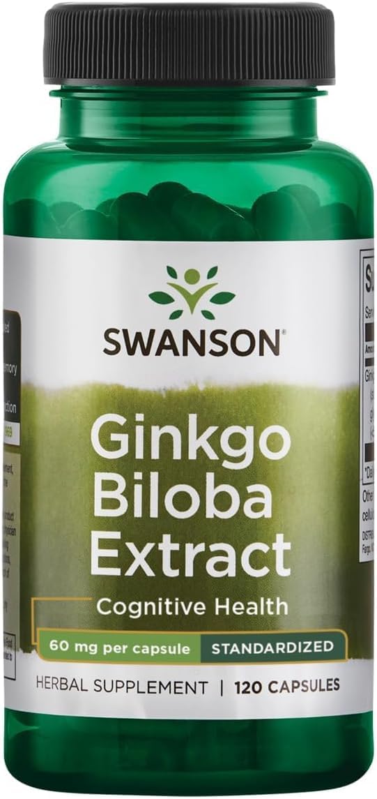 Swanson Ginkgo Biloba 120 capsules vue avant avec étiquette