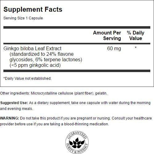 Swanson Ginkgo Biloba 240 Capsules arrière vue