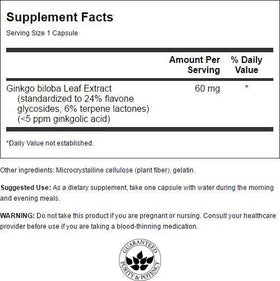 Swanson Ginkgo Biloba 240 Capsules arrière vue