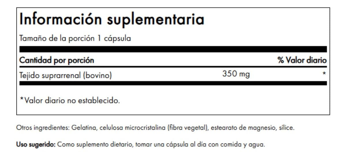 Swanson Glandulaire Surrénal 60 Capsules - emballage