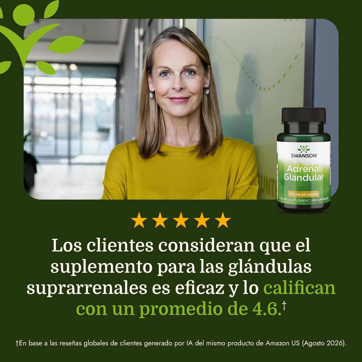 Swanson Glandulaire Surrénal 60 Capsules - en milieu de vie quotidienne