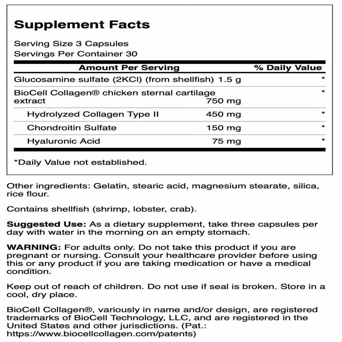 Swanson Glucosamine capsules showing details of the label