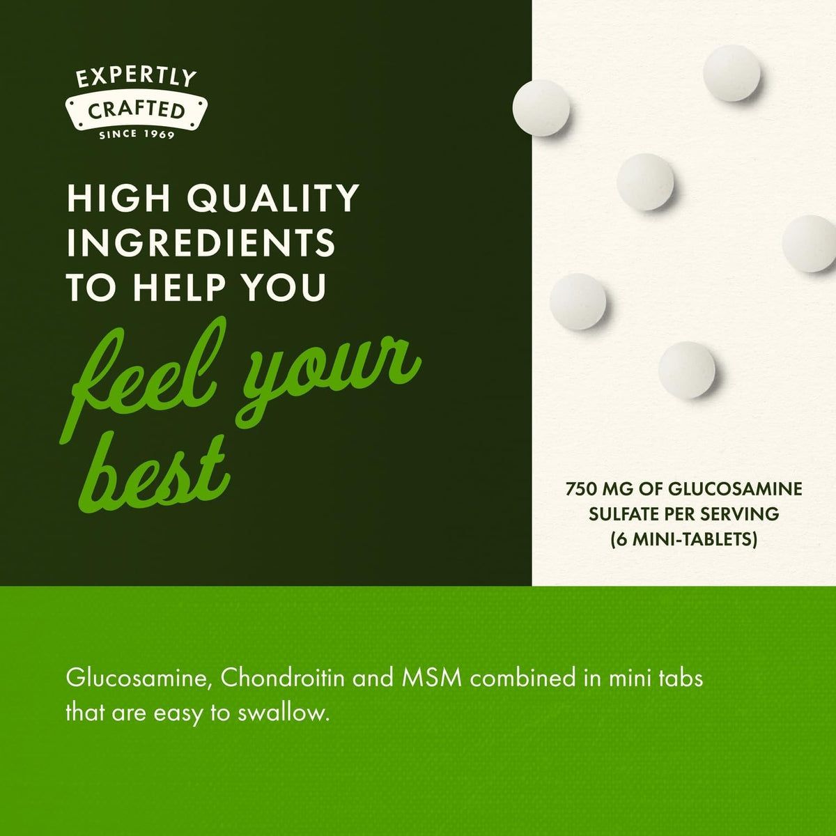Swanson Glucosamine, Chondroitin & MSM tablets spilled out of the bottle