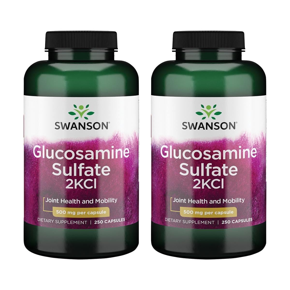 Swanson Glucosamine Sulfate 500 mg 250 capsules, boîte vue de face