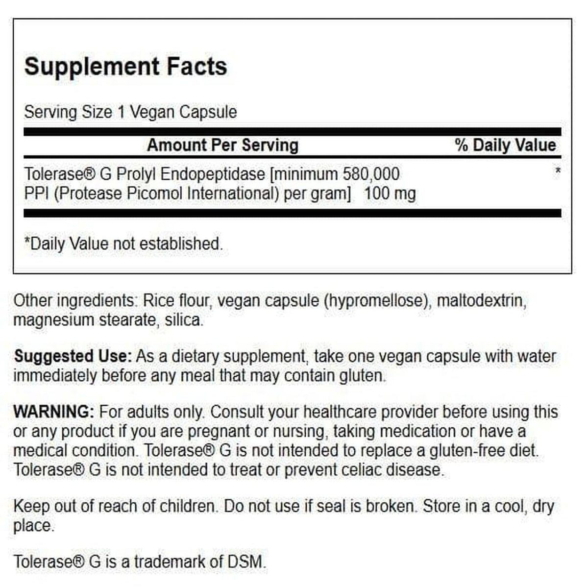 Swanson Gluten Rid 90 Capsules Végétales vue arrière