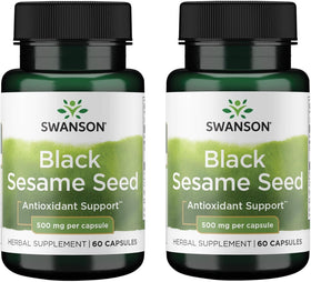 Swanson Graines de Sésame Noir 500 mg 60 Capsules vue de face