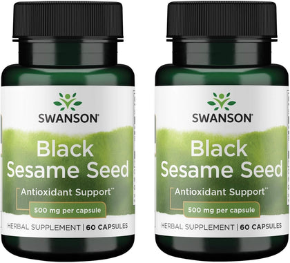Swanson Graines de Sésame Noir 500 mg 60 Capsules vue de face