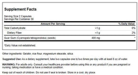 Swanson Guar Gum 400 mg 60 Capsules arrière de l'emballage