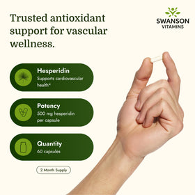 Swanson Hesperidine 60 capsules sur un fond blanc