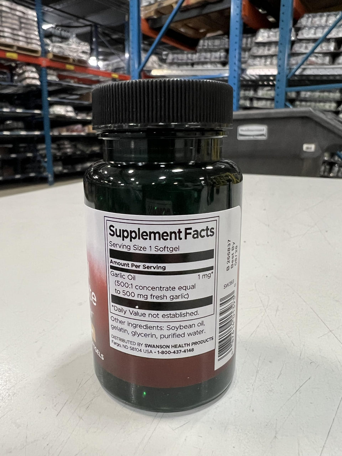 Swanson Huile d'Ail 250 gélules softgels vue de côté