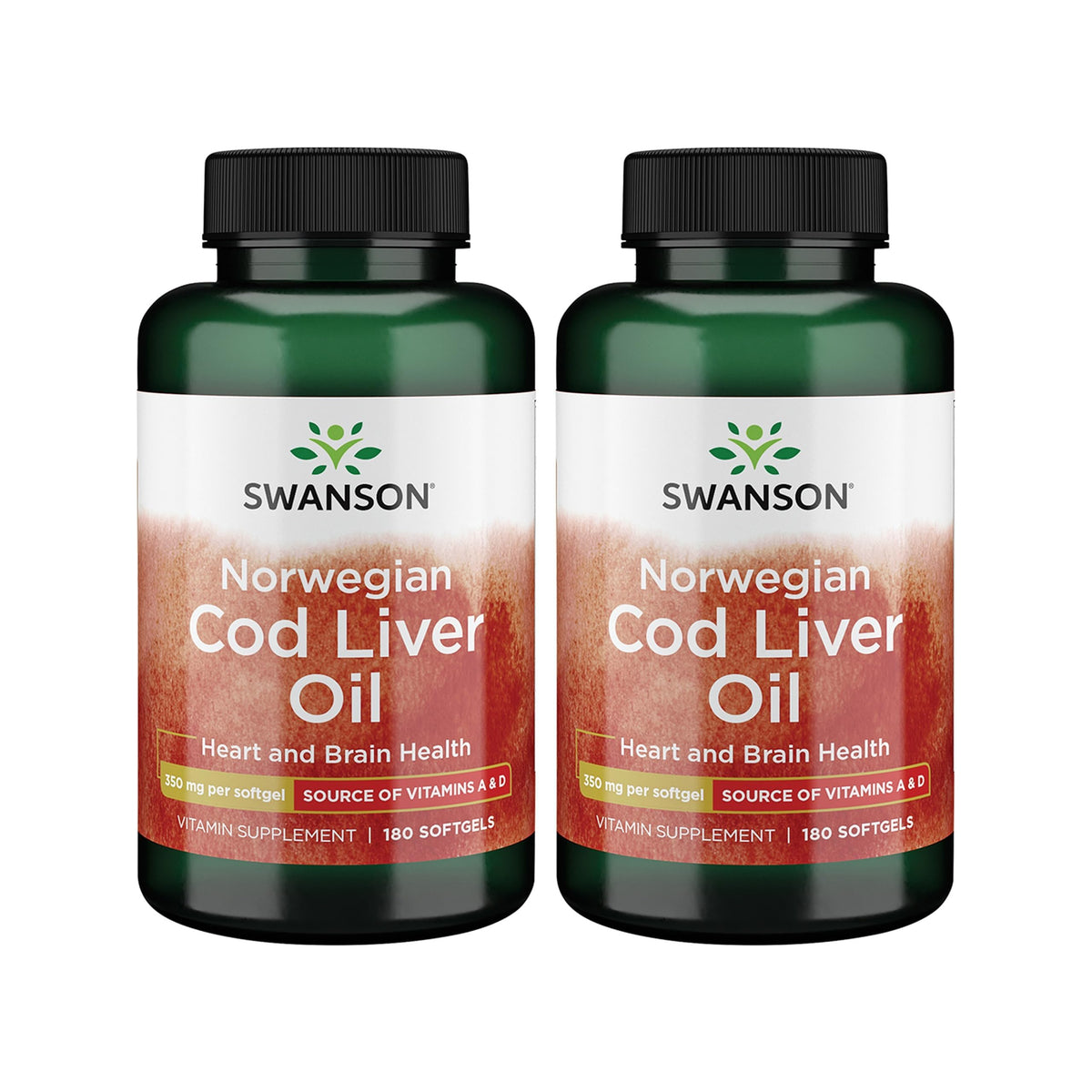 Swanson Huile de Foie de Morue 350 mg 180 Gélules vue de face