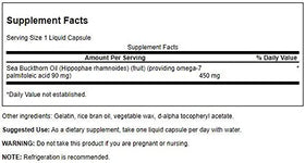 Swanson huile Omega-7 450 mg capsules liquides avec des ingrédients