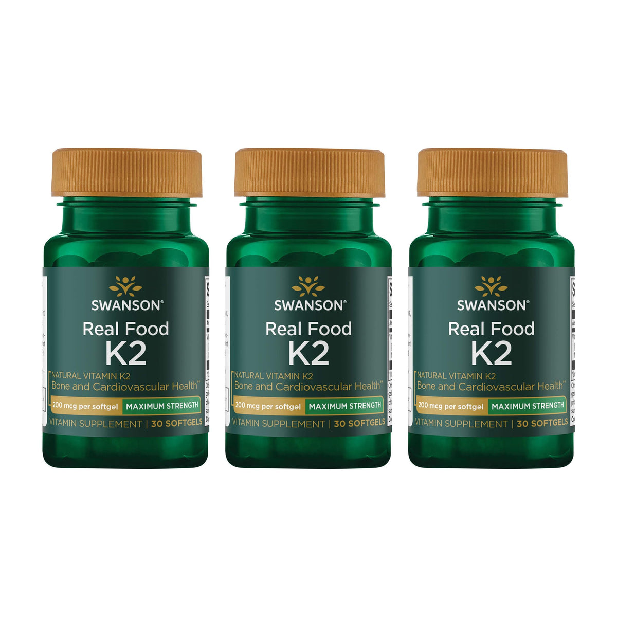 Swanson K2 (MK-7) 200 mcg 30 gélules packaging vue de face