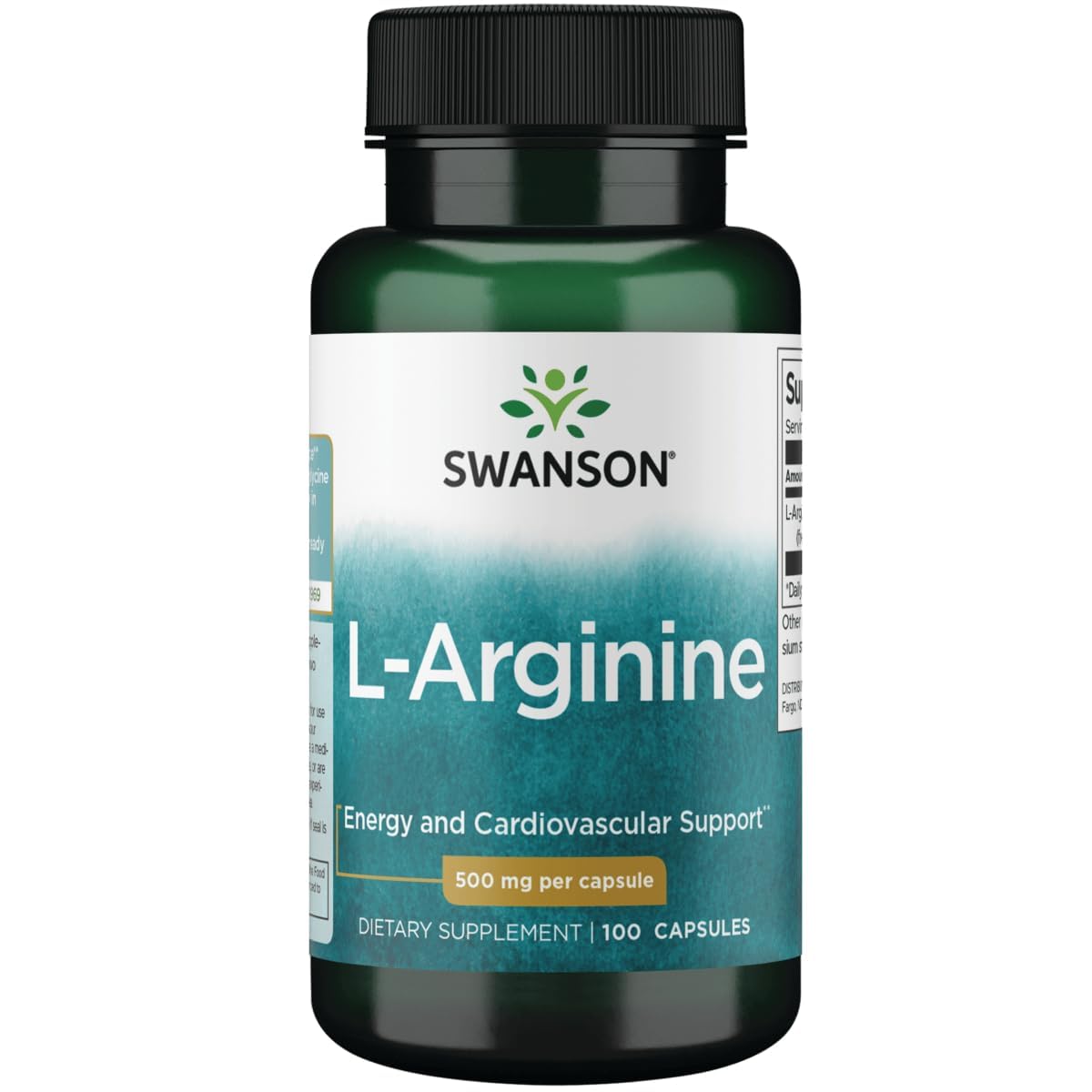 Swanson L-Arginine 500 mg Capsules vue de face
