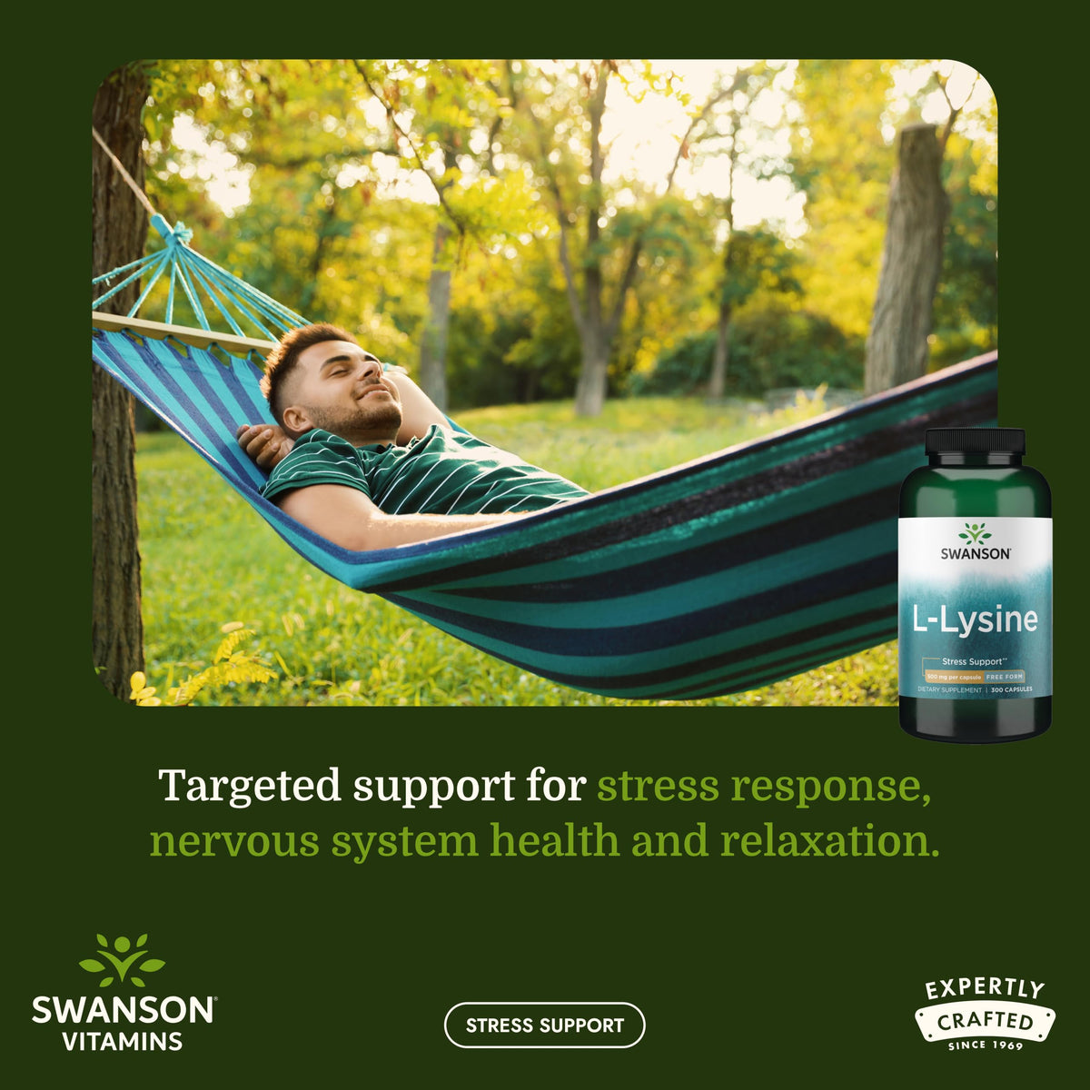 Swanson L-Lysine 500 mg 300 Capsules vue arrière