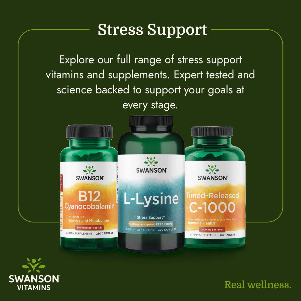 Swanson L-Lysine 500 mg avec une main pour échelle
