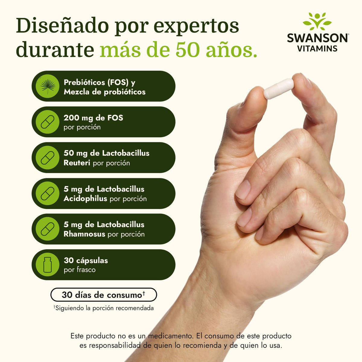 Swanson L. Reuteri Probiotic Plus 30 capsules sur une table en bois