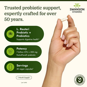 Swanson L. Reuteri Probiotic Plus, capsules sur fond blanc