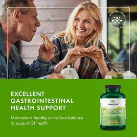 Swanson Lactobacillus Acidophilus 250 capsules sur fond blanc