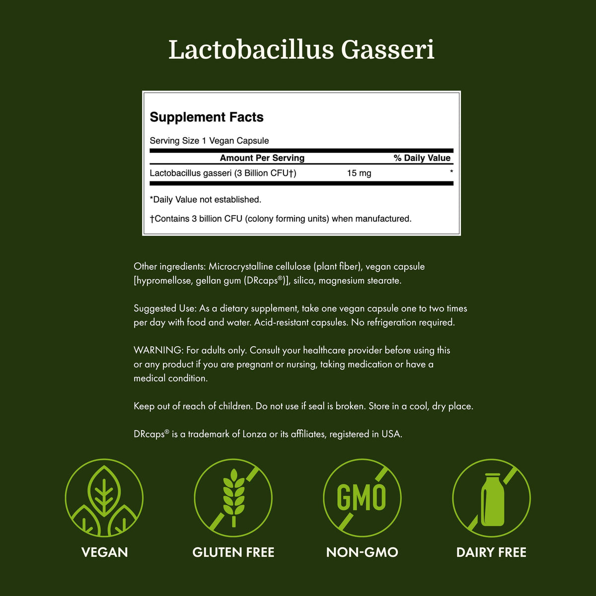Swanson Lactobacillus Gasseri Probiotique 60 capsules avec un verre d'eau