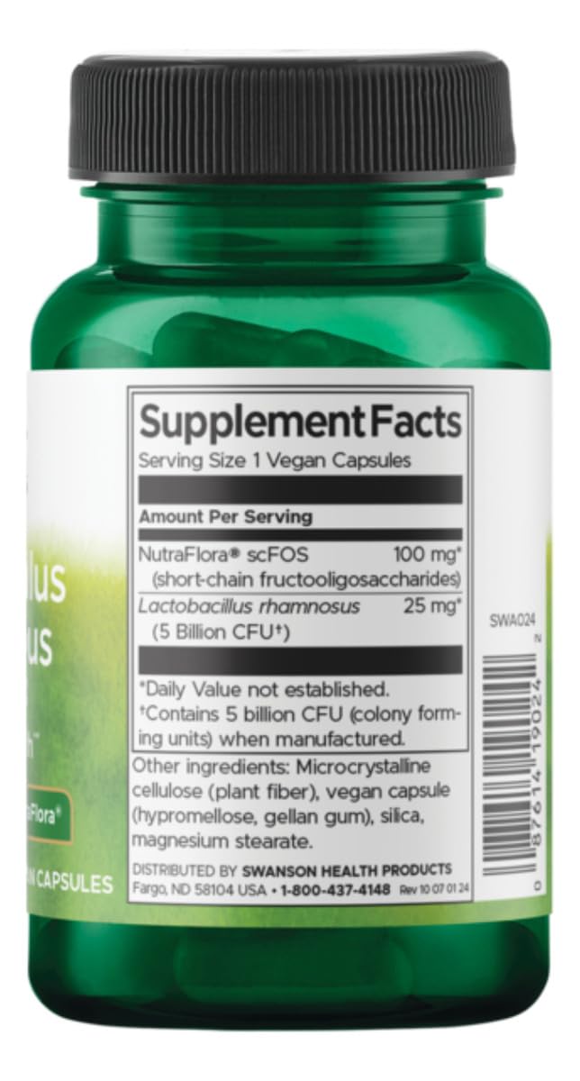 Swanson Lactobacillus Rhamnosus capsules, détail de l'étiquette