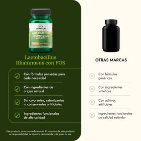 Swanson Lactobacillus Rhamnosus, flacon avec capsules et ingrédients