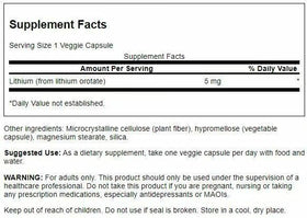 Swanson Lithium Orotate 5 mg 60 Capsules emballage