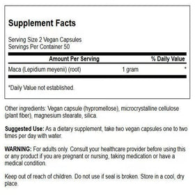 Swanson Maca 500 mg 100 capsules vue de côté
