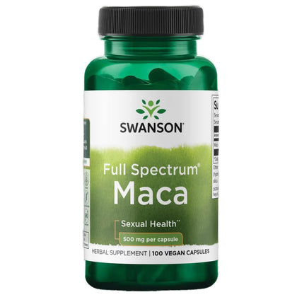 Swanson Maca 500 mg 100 capsules vue de face