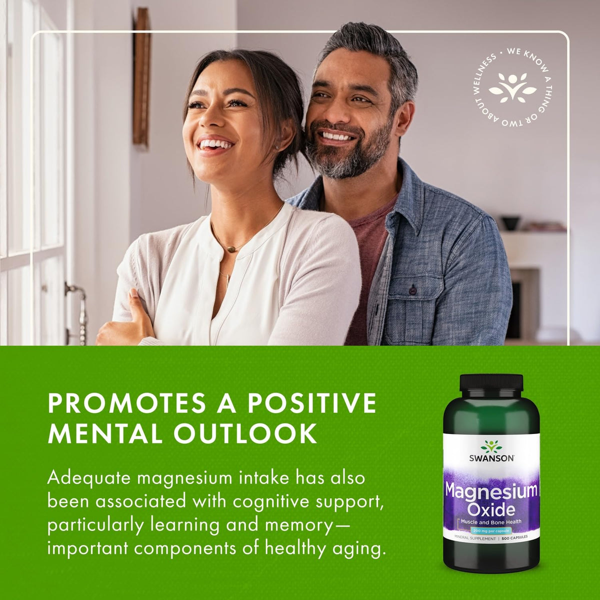 Swanson Magnésium 200 mg, présentation en milieu naturel