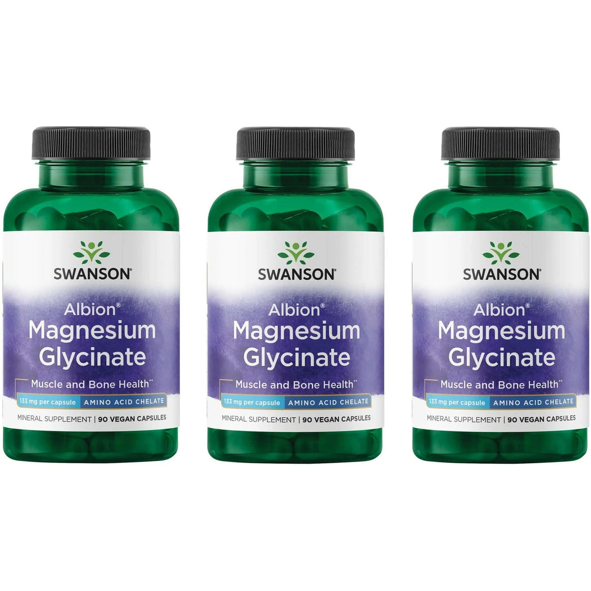 Swanson Magnésium Glycinate 90 capsules, vue de face