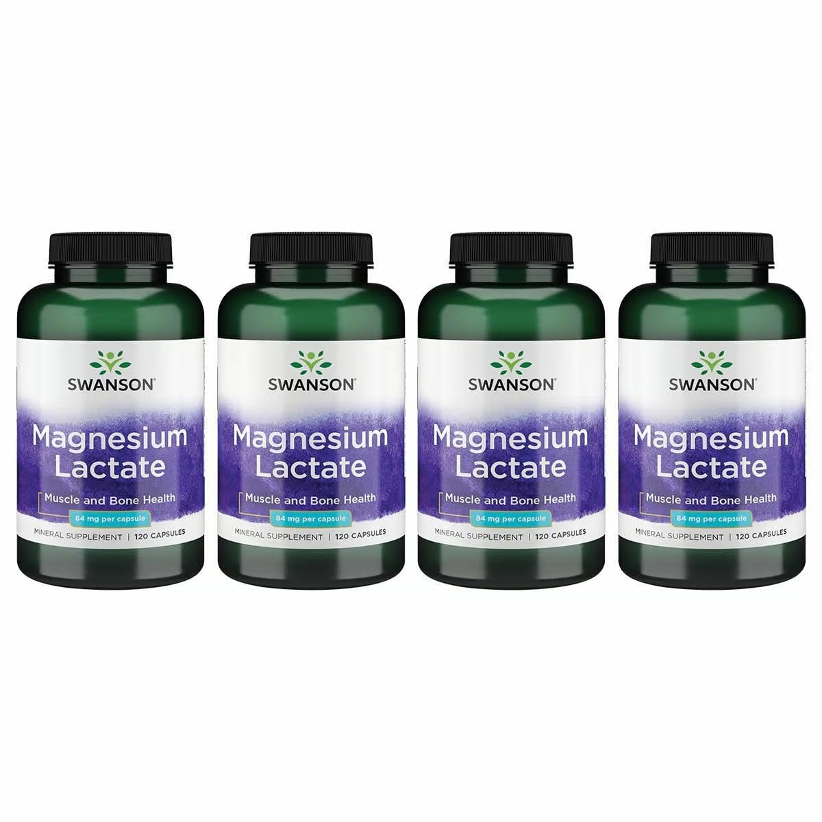 Swanson Magnesium Lactate 120 capsules front view