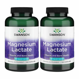 Swanson Magnésium Lactate 120 capsules, vue de face