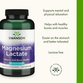 Swanson Magnesium Lactate back label with ingredients