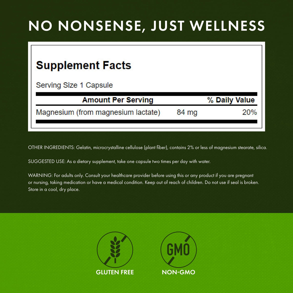 Swanson Magnesium Lactate capsules close-up