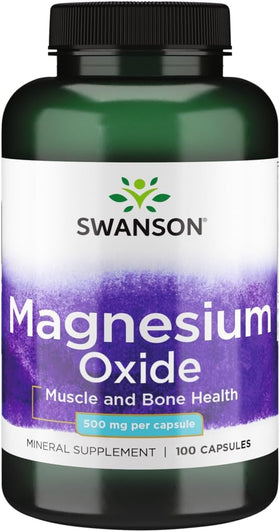 Swanson Magnésium Oxyde 500 mg 100 Capsules - vue de face