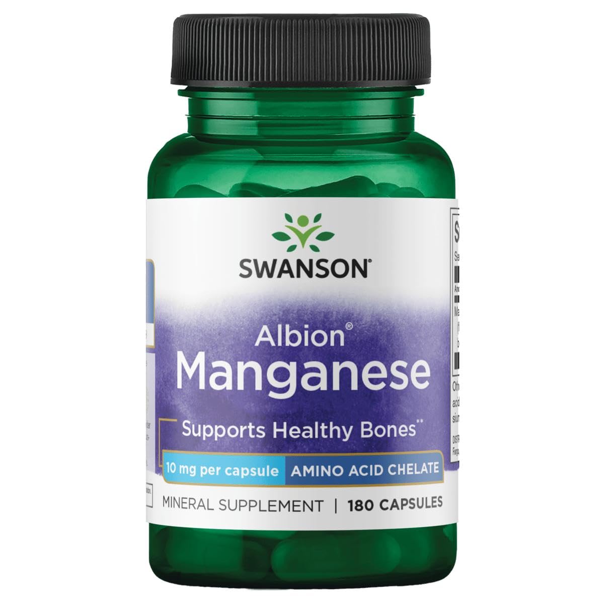 Swanson Manganèse Chélaté Albion 10 mg 180 Capsules - vue de face